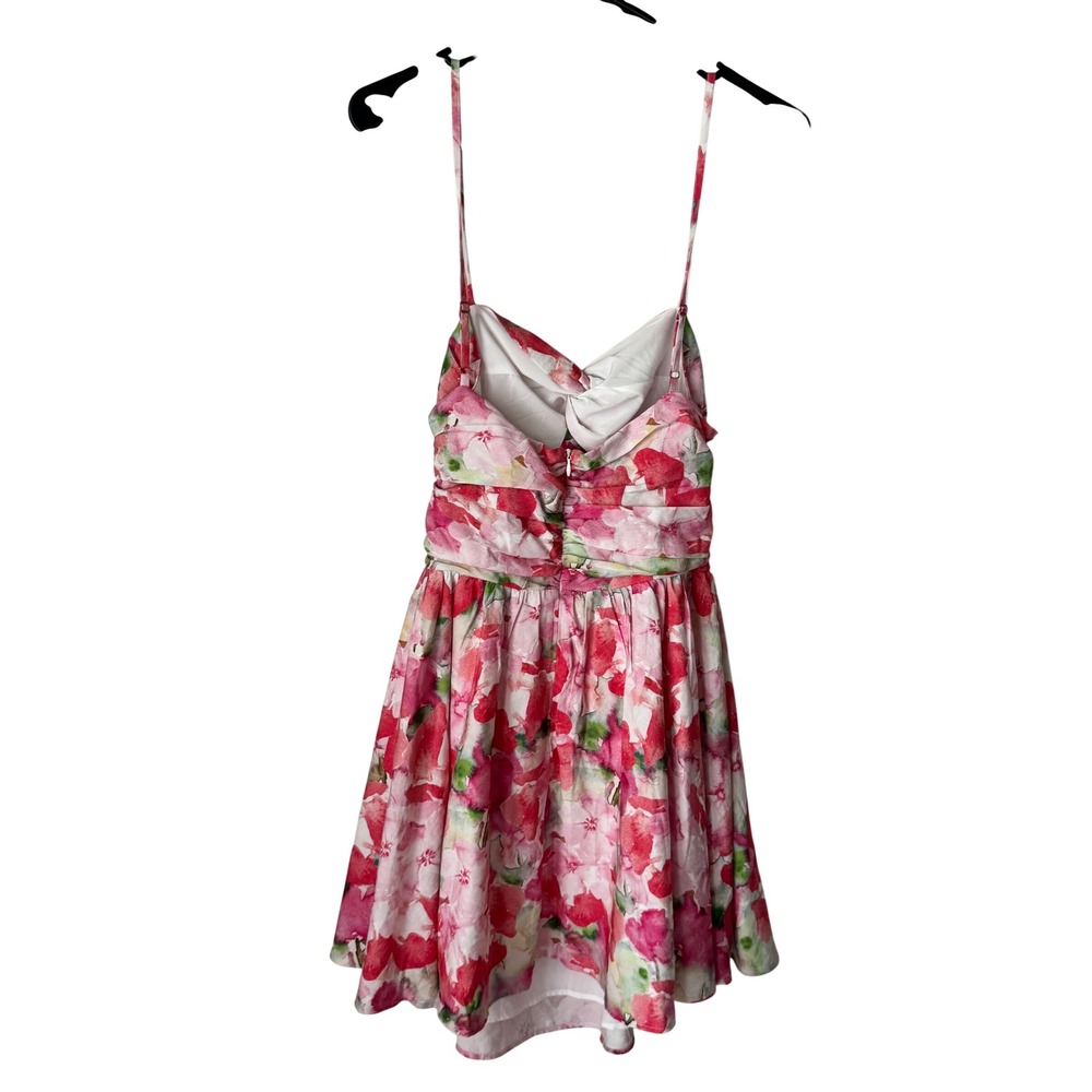 Hello Molly Pink Floral Cutout Ruched Mini Dress HMC976-1 Size 6 M New